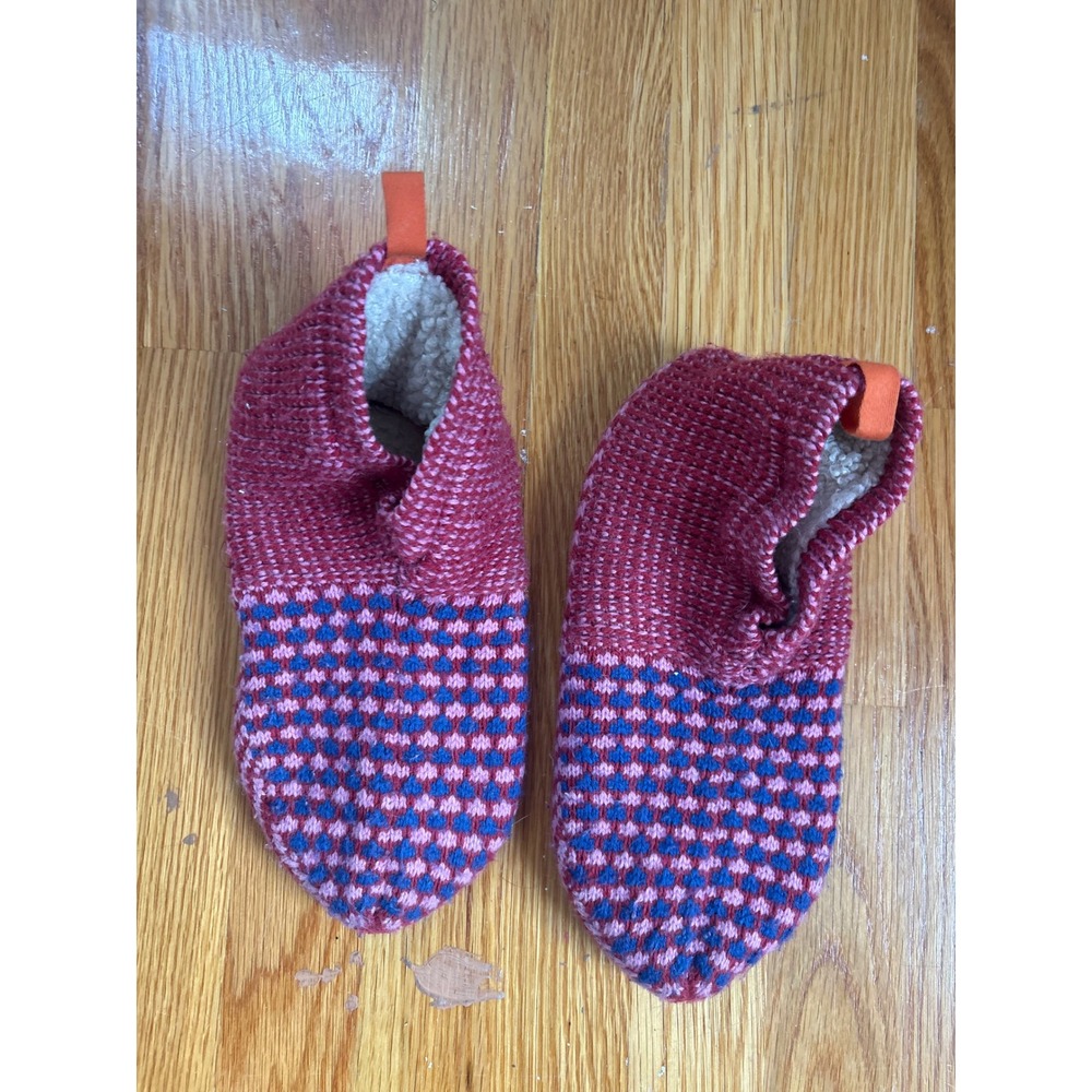 Bombas Womens Gripper Slippers Pink Blue Knit Sherpa Lined Non-Slip House Shoes